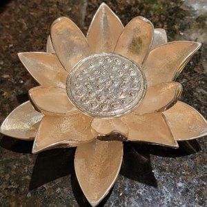 Roost Lotus Flower Pillar Brass Candle Holder large